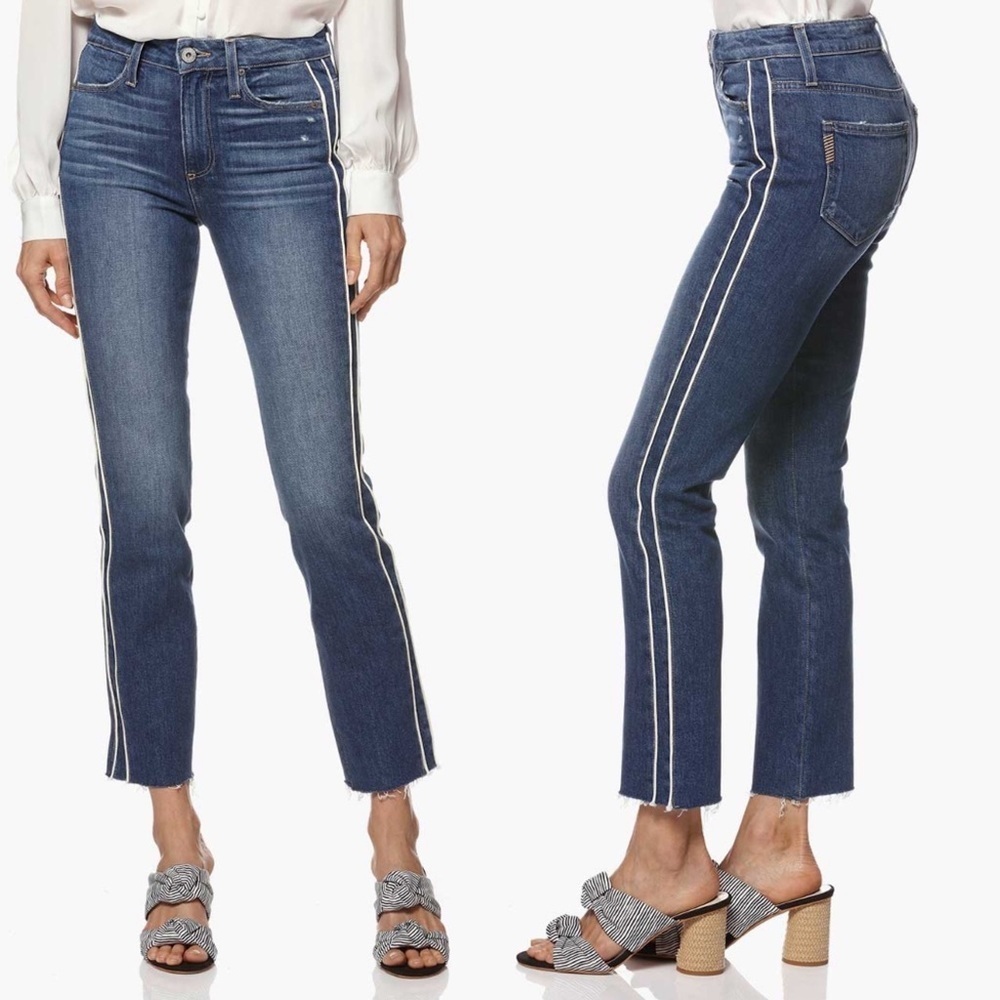 PAIGE • Hoxton Straight Ankle Jeans Indigo Cream Denim